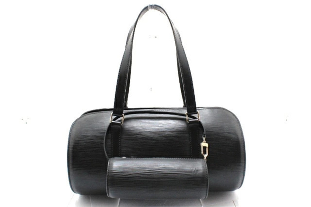 LOUIS VUITTON Soufflot Handbag Epi Noir Black
